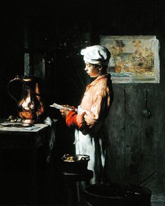 Brev från hans far (olja på duk) av Joseph Bail