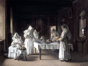 Lunchtid på Hospice i Beaune (olja på duk(