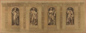 Skiss till kyrkan Saint-Paul-Saint-Louis: Robert le Pieux. Clovis. Saint Louis. Charlemagne, mellan 1873 och 1875 (olja på duk) av Joseph Blanc