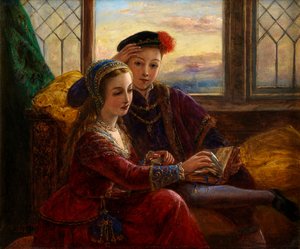 Edward VI och Lady Jane Gray (olja ombord) av Joseph Bouvier
