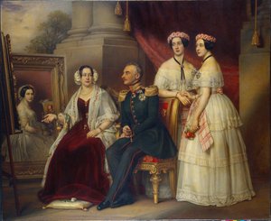 Familjeporträtt av Joseph, hertig av Saxe Altenburg (Saxe-Altenburg) (1789-1868) - Målning av Joseph Karl Stieler (1781-1858), olja på duk av Joseph Carl Stieler