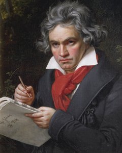 Porträtt av Ludwig van Beethoven (1770-1827), tysk kompositör och pianist som komponerar Missa Solemnis av Joseph Carl Stieler