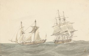 Barquentine och Fregate in Heavy Seas av Joseph Cartwright