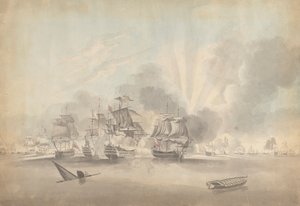Stridsplats: Slagskepp, fregatter och korvetter; Sjunkande båt och roddbåt av Joseph Cartwright