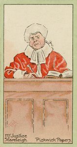 Mr Justice Stareleigh, Pickwick Papers (färglitografi) av Joseph Clayton (1856-1937) (after) Clarke