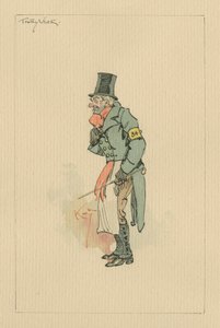 Trotty Veck - The Chimes, ca 1920-talet (penna och bläck med wc på papper) av Joseph Clayton Clarke