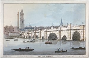 Old London Bridge, 1795 av Joseph Constantine Stadler