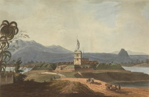 フォートマールバラの南東の眺め、ベンクーレン、スマトラ、1799スウェーデン語 av Joseph Constantine Stadler