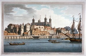 Södervy av Tower of London med båtar på Themsen, 1795 av Joseph Constantine Stadler