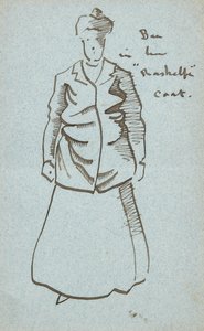 Auntie Bee I her Rashelfe Coat (penna och bläck) av Joseph Crawhall