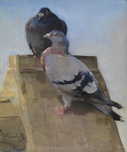 Duvor på taket (gouache på linne) av Joseph Crawhall