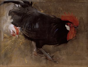 The Black Cock (gouache på linne)