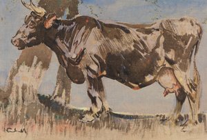 Den gamla kon (gouache på linne) av Joseph Crawhall