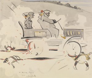 The Road Hog (tvätt på papper) av Joseph Crawhall