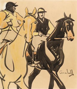 Två Gentleman Riders (gouache ombord) av Joseph Crawhall