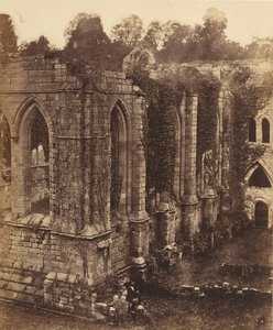 Fountains Abbey. Matsalen och köket, 1850-talet.