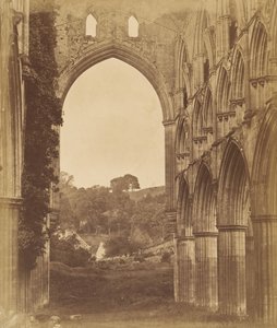 Rievaulx Abbey. Körens interiör, 1850-tal.