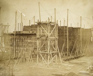 "Great Eastern" under uppbyggnad, Millwall, London, 1855