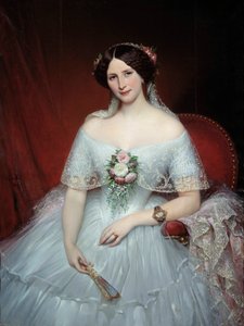 Porträtt av Madame Pouchet Hon är hustru till doktorn Archimede Pouchet, vän till Gustave Flaubert. Målning av Joseph Court (1797-1865) 1849 sön. 0,97x1,3 m Rouen, musee des Beaux Arts - Porträtt av Madame Pouchet, hustru till läkaren Archimede Pouchet
