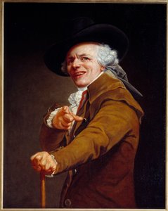 Självporträtt av konstnären under en spottares drag Målning av Joseph Ducreux (1735-1802) 1802 Sön. 0,91x0,72 m - Självporträtt av konstnären med ett hånfullt ansikte. Målning av Joseph Ducreux (1735-1802) 1802. 0,91 x 0,72 m. Louvren, Paris