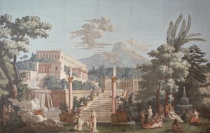 Wallpaper design depicting Telemachus av Joseph Dufour