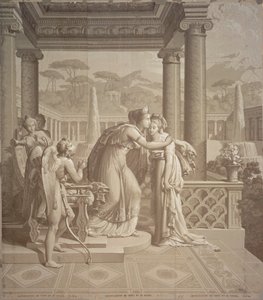 Tapetdesign med Cupid och Psyche, 1815 av Joseph Dufour