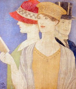 Besökare på en utställning av Joseph Edward Southall