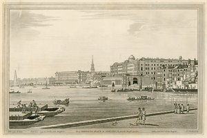 Utsikt över Somerset Place, Adelphi, etc från Temple Garden av Joseph Farington