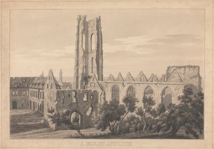 Utsikt över St. Nicholas Church i Valenciennes efter belägringen av Joseph Farington