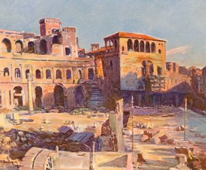 Rom: Trajanusmarschen (färglitografi)