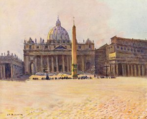 Rom: S:t Peterskyrkan (färglitografi) av Joseph Felix Bouchor