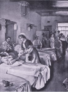 Boerfångar på Palace Hospital i Simonstown, illustration från After Pretoria: The Guerilla War, 1902