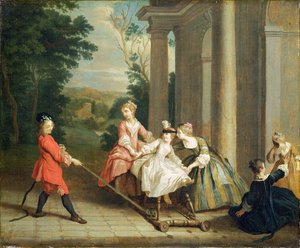 Barn som leker med en hobbyhäst, ca 1741-47
