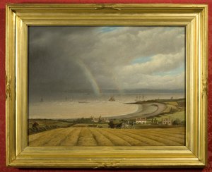En utsikt från Portishead mot Wales (olja på duk) av Joseph Francis Walker