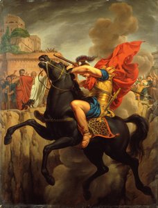 Marcus Curtius död (olja på panel) av Joseph Francois