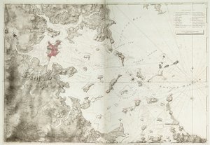 Ett sjökort över Bostons hamn av Joseph Frederick Wallet DesBarres