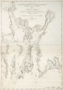 Ett sjökort över Rhode Islands hamn och Narraganset Bay