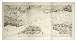 En plan över Quebec och dess omgivningar med försvarsanläggningar, ca 1781 (kolorerad gravyr) av Joseph Frederick Wallet DesBarres