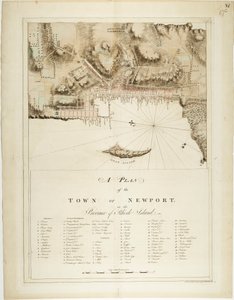 En plan över staden Newport i provinsen Rhode Island