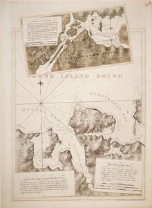 Karta över Oyster Bay och Huntington Bay, Long Island Sound av Joseph Frederick Wallet DesBarres