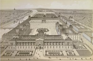 Utsikt över Louvren och Tuilerierna, c.1850 av Joseph-Gabriel Aubrun