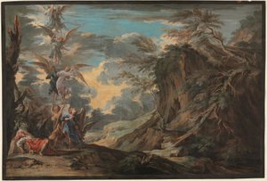 Jacobs dröm, ca 1720 (gouache på brunt kidskinn)