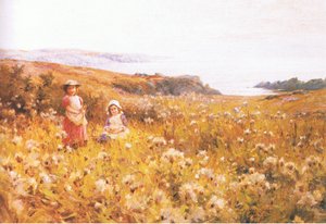 Plocka smörblommor, från från tidning eller bokkälla okänd