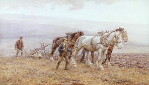 Ploughing the Downs (akvarell på papper)