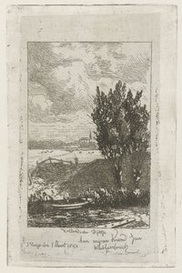 Ängslandskap med dike Dutch Dike (titel på objekt)