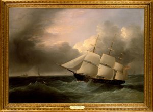 Västindiensiskt handelsskepp / målning av J.Heard, 1800-talet