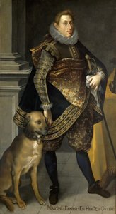 Ärkehertig Maximilian Ernest av Österrike 1583-1616 med en jakthund, 1604