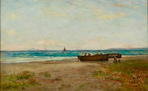 Tending the Boats, Ayrshire Coast (olja på duk)