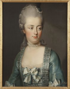 Porträtt av ärkehertiginnan Marie Antoinette av Österrike (1755-1793), fransmännens drottning, av Hickel, Josef (1736 -1807). Olja på duk. Mått: 65x50 cm. Nationalmuseum Stockholm