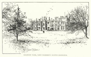 Dalmeny Park, Lord Roseberys skotska residens (lito) av Joseph Holland Tringham